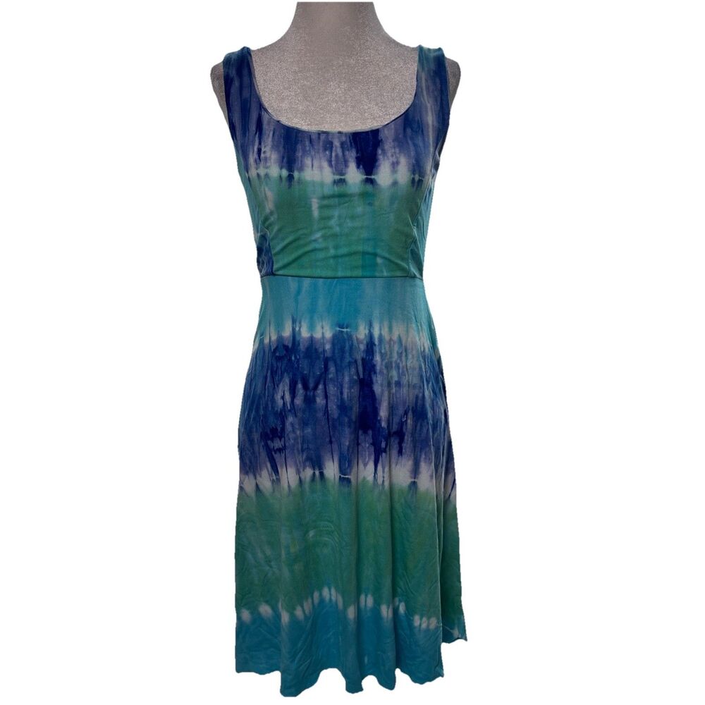 Zen Knits XS Tie Dye Dress Boho Hippie Travel Lounge Sleeveless Sundress